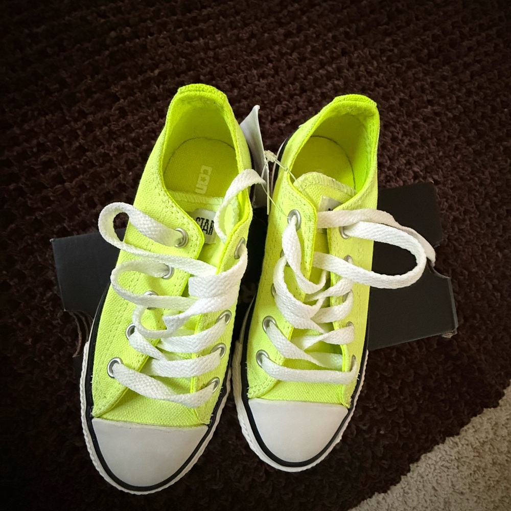 Converse Kids Neon Yellow Canvas Lace-Up Sneakers
